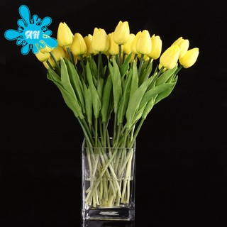 Bó hoa tulip giả 10 bông bằng nhựa màu vàng dùng trang trí tiệc cưới