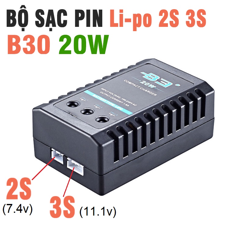 Bộ sạc pin Li-po 2S 3S ImaxRC B3 20W dùng cho xe mô hình điều khiển từ xa