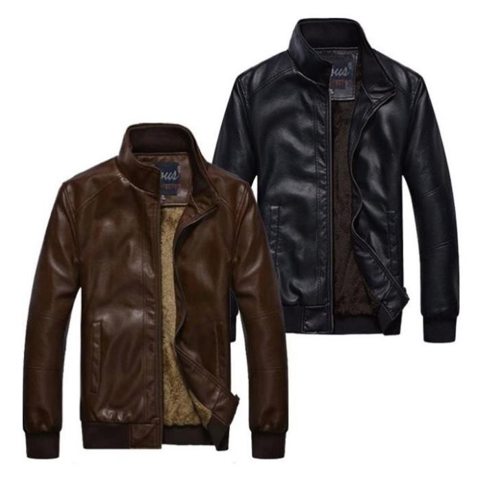 Áo Khoác Da Nam Lót Lông Cao Cấp Gabofashion AD77 ( nâu, đen) hàng VNXK