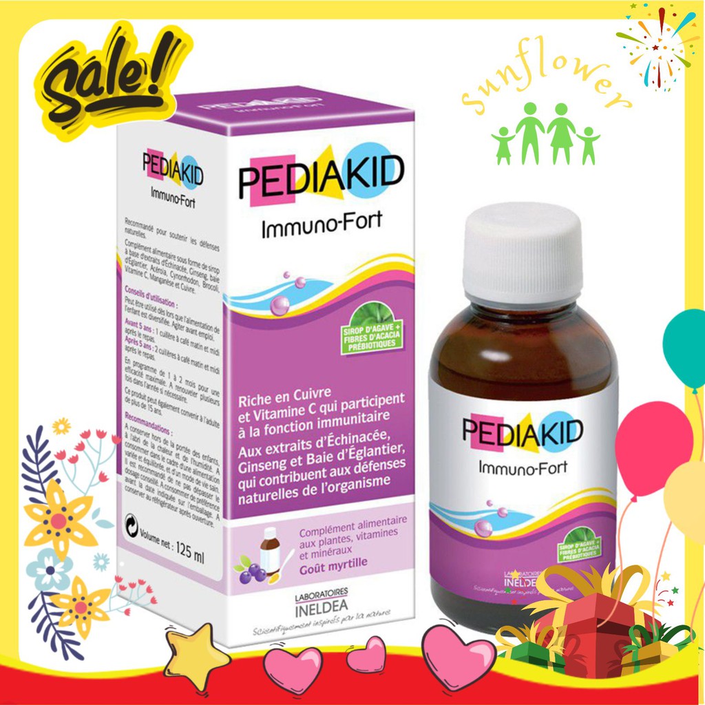Vitamin cho bé tăng cường sức đề kháng cho trẻ từ sơ sinh đến người lớn Pediakid Immuno Fort, Pháp