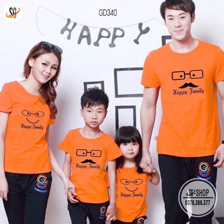 Áo Thun Gia Đình Happy Family Cao Cấp - Màu Cam (GD340CN) - SGUNIFORM