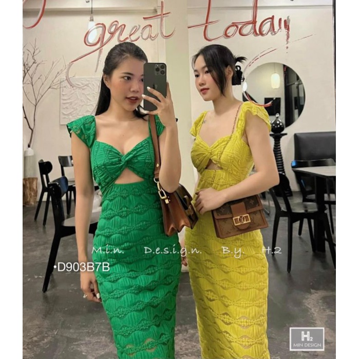 Đầm Dài Ôm Body Xoắn Ngực Maxi Đũi Cut Eo Tay Con Thích Hợp Đi Tiệc Dạo Phố BEBEDOLL