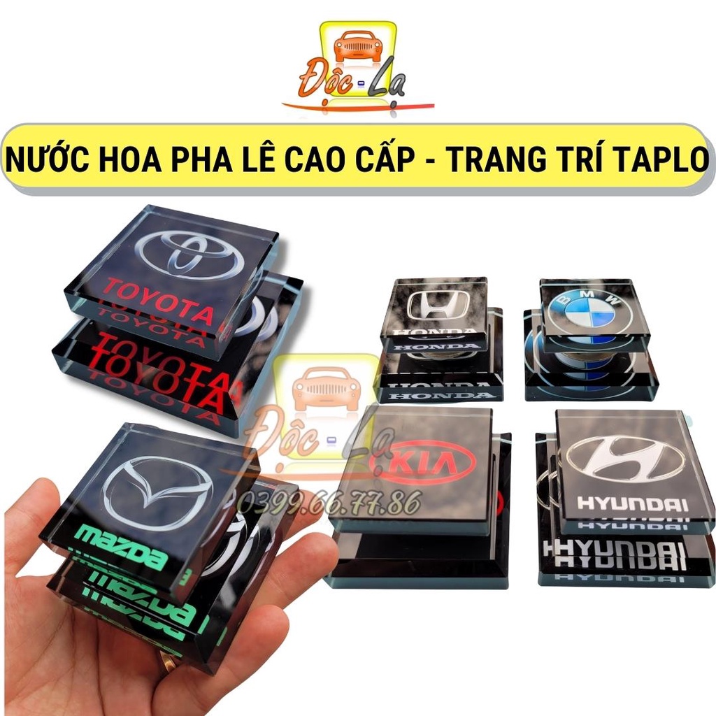 Nước hoa pha lê cao cấp đặt taplo xe hơi, ô tô logo hãng xe Hyundai, Honda, Toyota, Mazda, Ford, Kia.