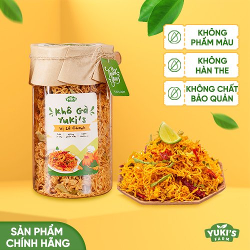 Khô Gà Lá Chanh 300g YUKI FARM - Đồ Ăn Văt Khô Gà, Khô Heo Xé Cay Siêu Ngon - Đồ ăn vặt Việt Nam Chất Lượng Cao