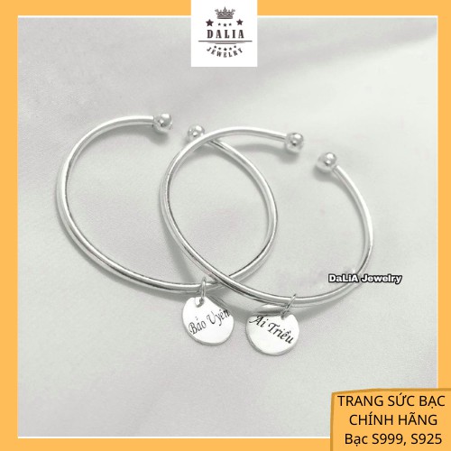 Lắc tay - vòng tay bạc nữ DaLiA Jewelry hình tròn khắc chữ theo yêu cầu