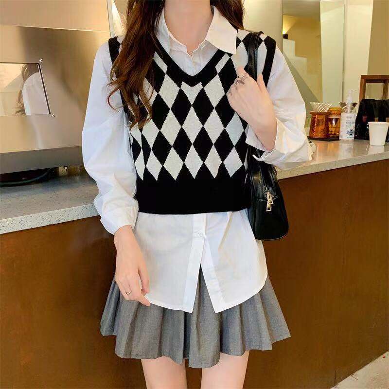 SUXI Áo Dệt Kim Sát Nách Dáng Ôm Kiểu Vintage Thời Trang Xuân Thu Cho Nữ