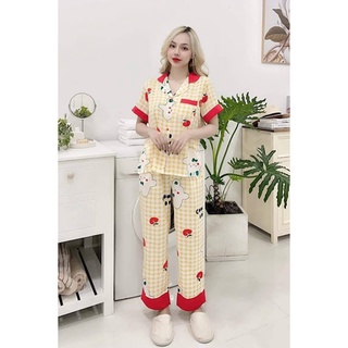 Pyjama Đồ Bộ Mặc Nhà Set Lụa Mango Cao Cấp Cộc Dài Freesize 40-60kg