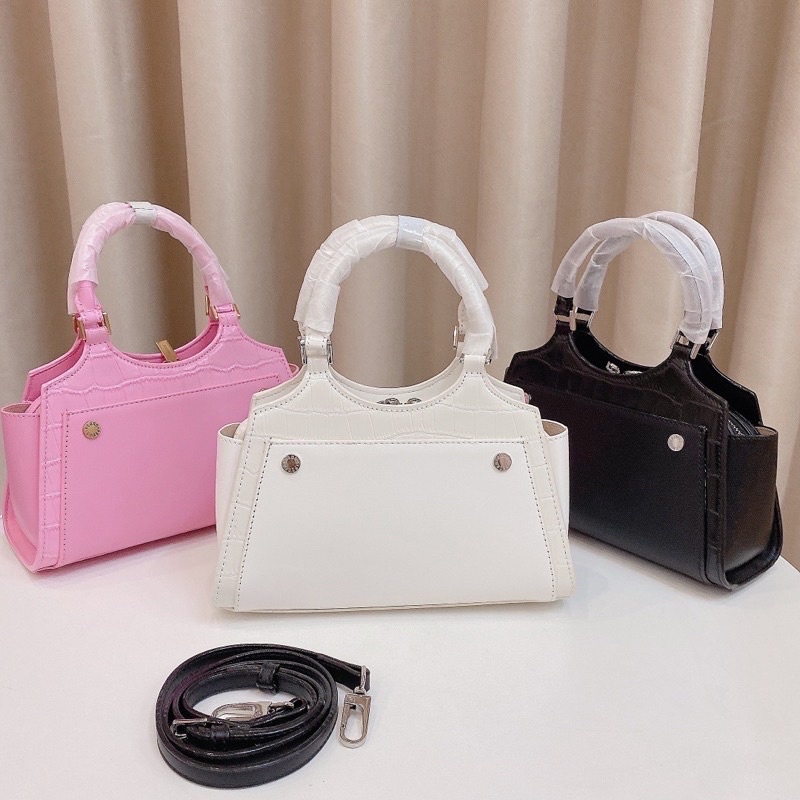 Túi pê rô vân rắn phối có quai cầm size 23cm chuẩn xxuất sinn 0024#