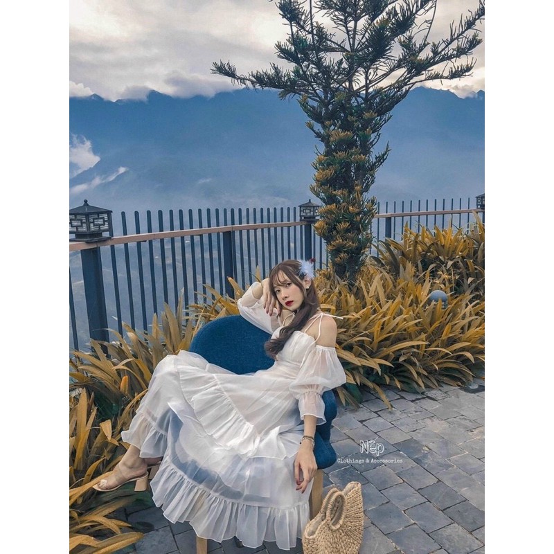 ĐẦM MAXI TRẮNG TRỄ VAI (KÈM VIDEO HÌNH THẬT) | BigBuy360 - bigbuy360.vn