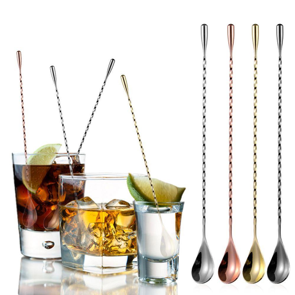 Muỗng khuấy thức uống cocktail bằng thép không gỉ thân thiện với môi trường thiết kế dạng xoắn