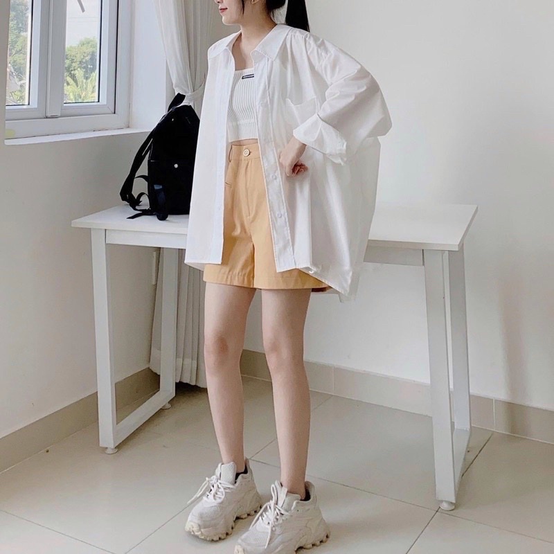 Áo Sơ Mi Basic Túi Ngực Form Rộng Phong Cách Hàn Quốc Chan House.