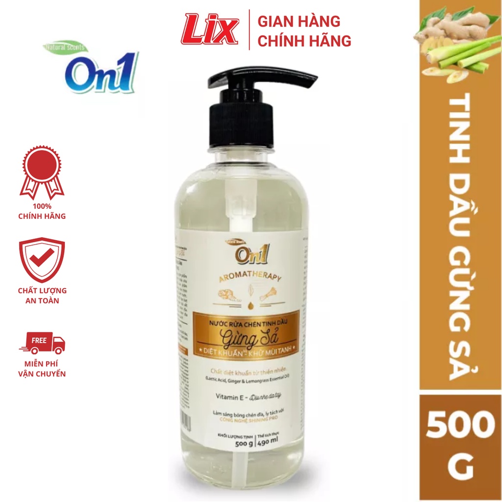 Nước rửa chén On1 tinh dầu hương gừng sả dung tích 500g Sạch bóng vết dầu