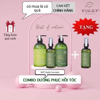 Combo bộ tinh dầu bưởi vijully 3 sản phẩm dầu gội, kem xả, xịt tóc