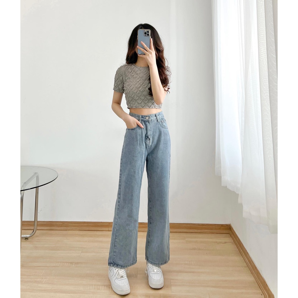 Áo croptop xốp trơn gân thời trang nữ miho house