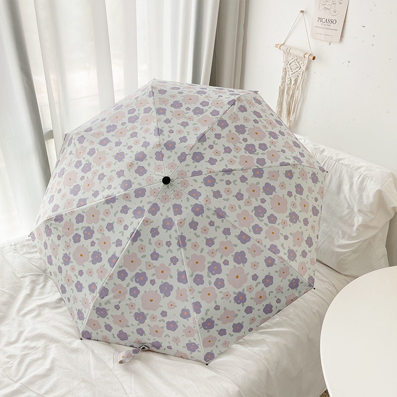 Dù Gấp Tự Động Chống Tia UV Họa Tiết Hoa Xinh Xắn