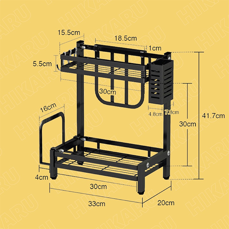Kệ Gia Vị Nhà Bếp 2-3 Tầng, Sơn Đen Tĩnh Điện HIKARU _HK-KT-001_Đựng Các Loại Gia Vị Trong Bếp, Sạch Sẽ, Vệ Sinh