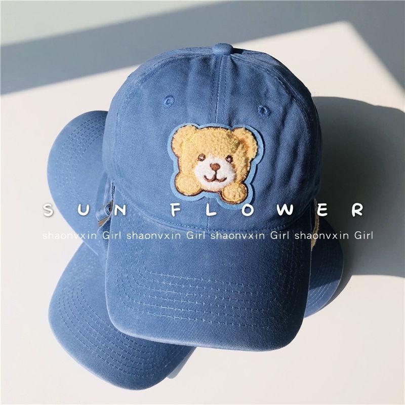 Mũ lưỡi trai họa tiết mặt gấu dễ thương có thể điều chỉnh kích cỡ