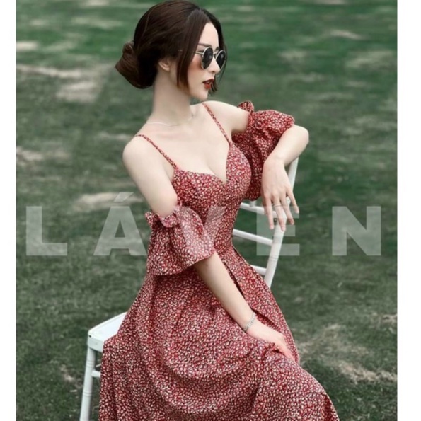 Đầm Hoa Nhí,đầm 2 Dây Hoa Nhí Thiết Kế Dáng Xòe Tay Phồng Trễ Vai Ôm Dáng Body Tiểu Thư Dự Tiệc Thời Trang [xm Minh Phúc