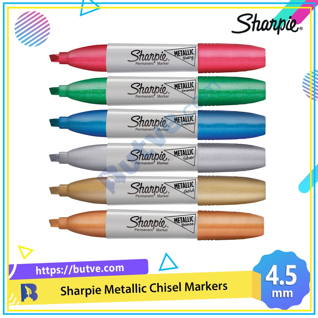 Bút lông dầu ánh kim ngòi vát Sharpie Chisel Metallic - Ngòi 4.5mm