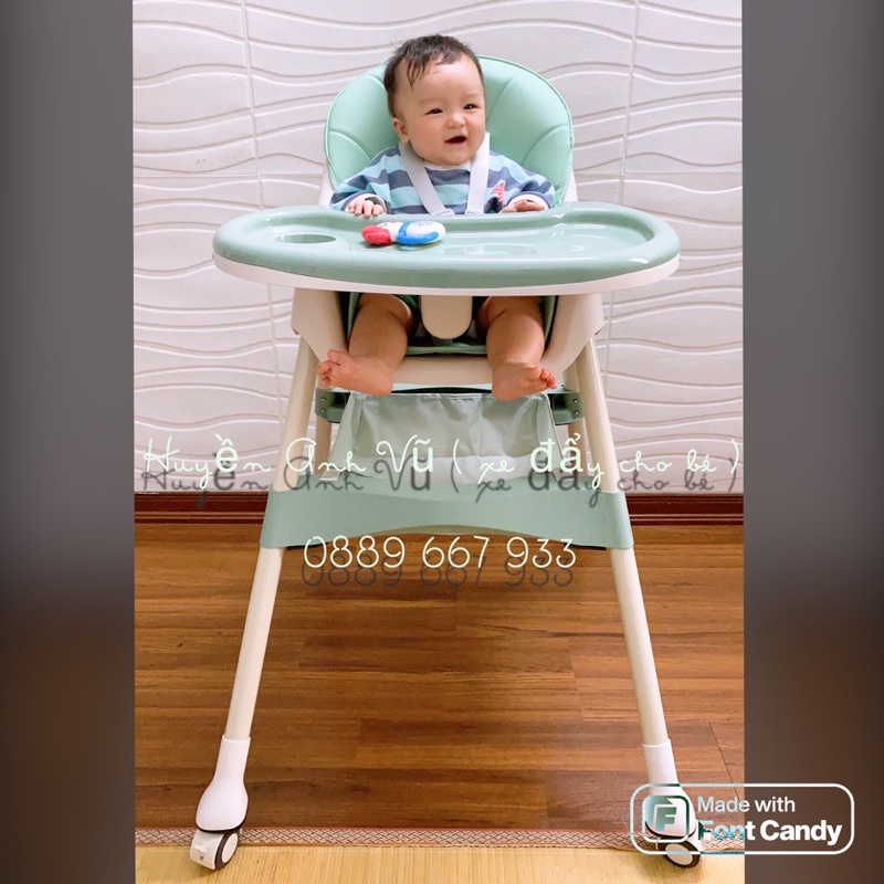 GHẾ ĂN DẶM cho bé UMOO , V-BABY có bánh xe full phụ kiện