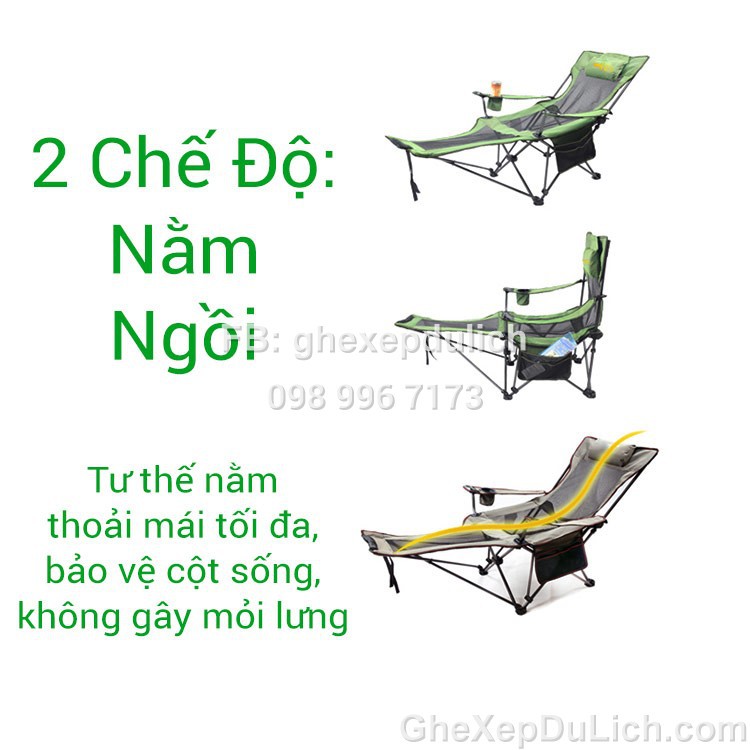 Ghế Xếp Nằm Nam Việt – Vải Lưới Đen - BH 5 Năm