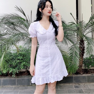 Váy đũi tay bồng chữ a chân bèo hoa nhỏ v357 kymie