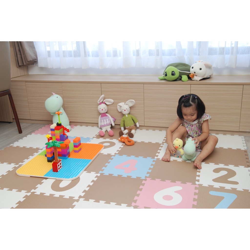 THẢM XỐP CHO BÉ SMILE PUZZLE - CHỮ SỐ +  ĐƠN MÀU (PASTEL) KHÔNG MÙI - TIÊU CHUẨN CHÂU ÂU ( 20 miếng, kt:1.2x1.5)
