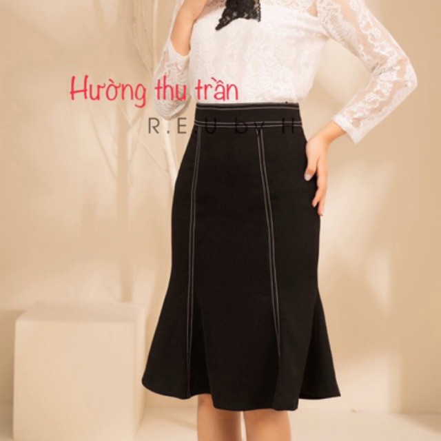 Chân váy công sở trần chỉ cách điệu trẻ trung