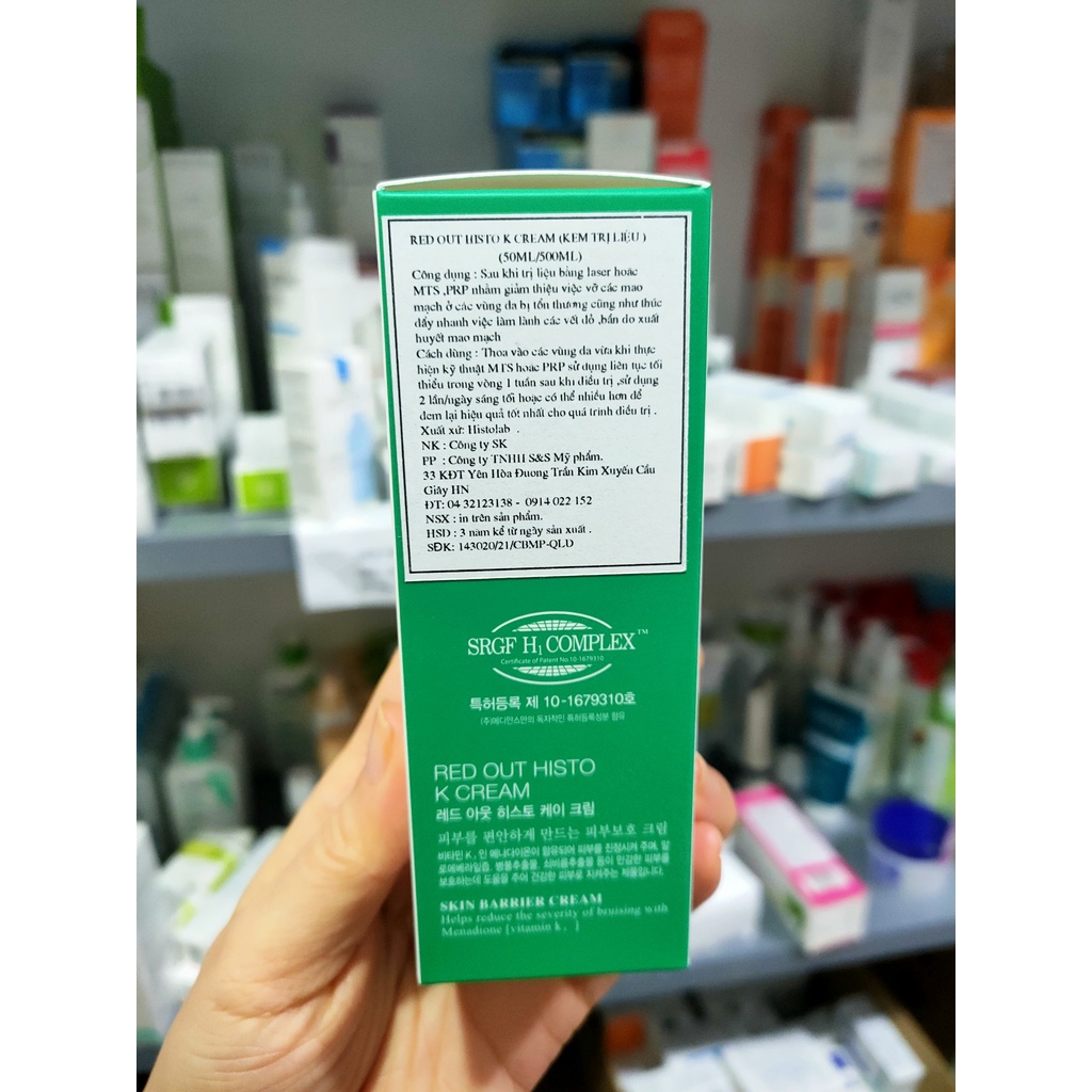 Kem dưỡng phục hồi vitamin K, peptide, B5, tinh chất rau má centella Red Out Histo K Cream Histolab