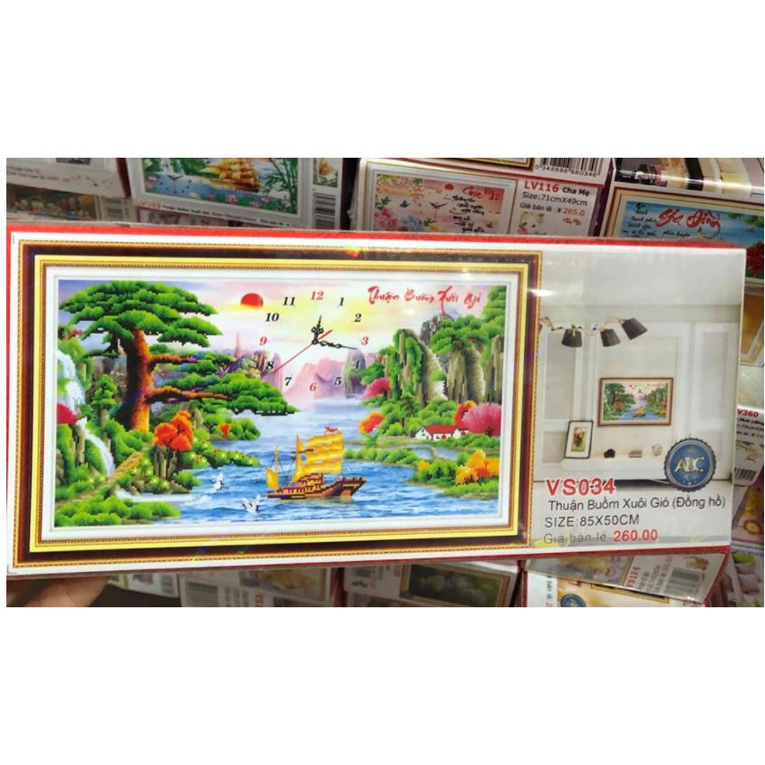 Tranh đá cao cấp ABC   thuận buồm xuôi gió VS034 85 x 50 cm; tranh thêu LV3477
