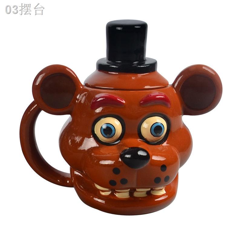 ∋✎₪Cốc gốm 3D của Freddy, cốc búp bê trò chơi harem nửa đêm của gấu bông, cốc trang trí vui nhộn