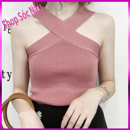 Áo len nữ hai dây chéo ngực__Thời trang nữ