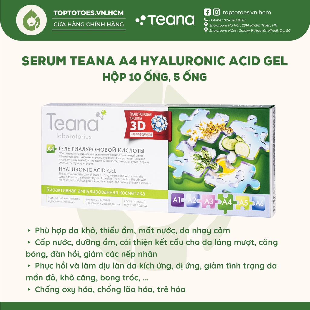Serum Teana A4 Hyaluronic Acid Gel cấp nước cho da 20ml