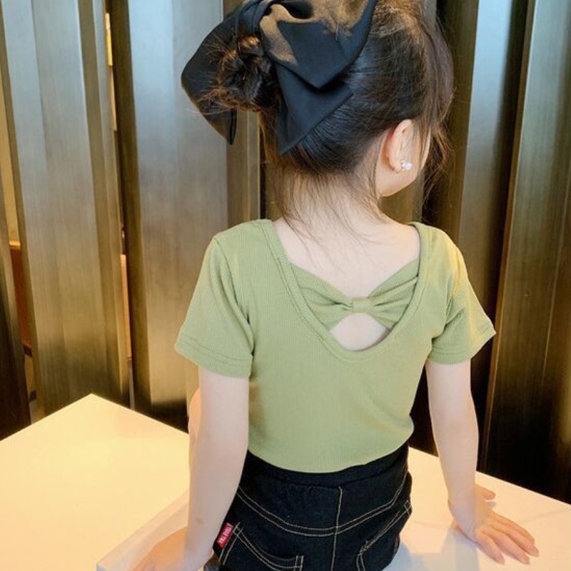 Áo Thun cotton Tay Ngắn Màu Sắc Kẹo Ngọt Dành Cho Bé Gái 1-7 Tuổi