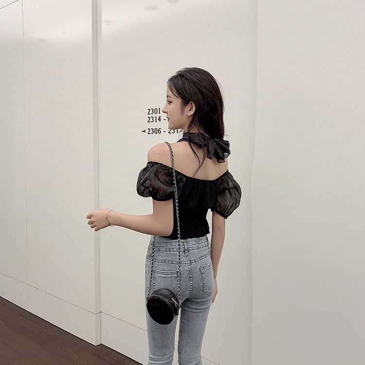 Áo Kiểu Ngắn Tay Phối Nơ Xinh Xắn Dành Cho Nữ