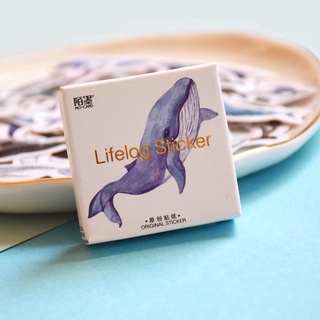 Hộp 45 Miếng Dán Sticker Cá Voi Trang Trí Sổ