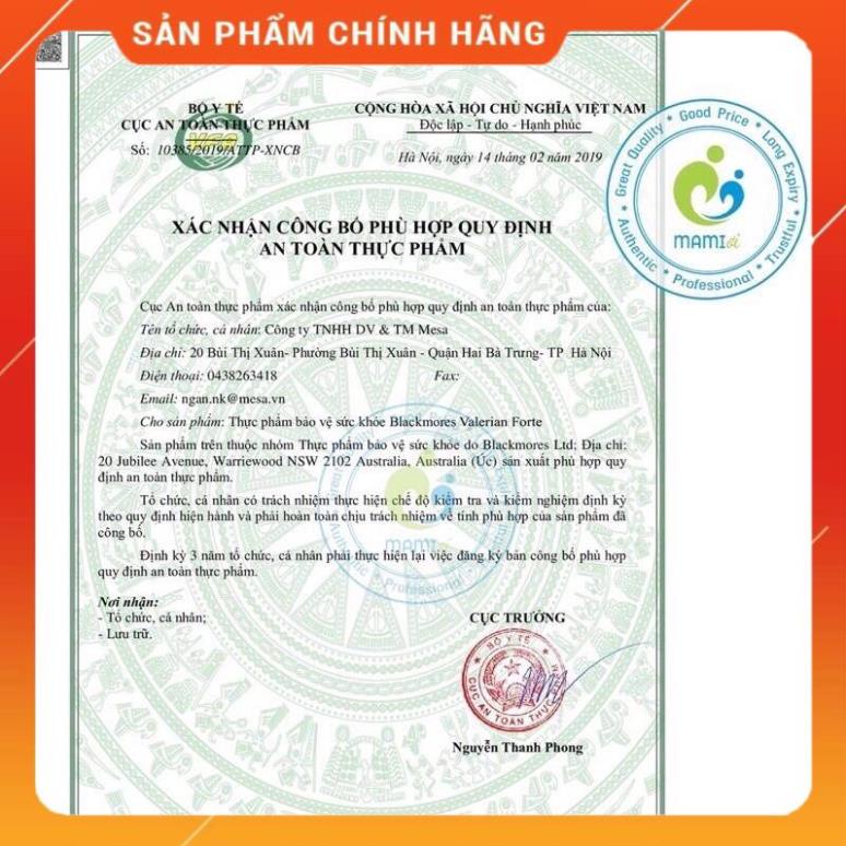 Viên uống giúp ngủ ngon Blackmore Valerian Forte chính hãng Úc mẫu mới