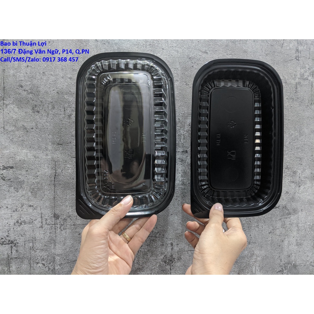 Hộp nhựa đen nắp trong / Hộp HT17 : chuyên đựng thực phẩm- Hàng đẹp - Không hôi - Không xẹp lún [Lốc 50 cái]