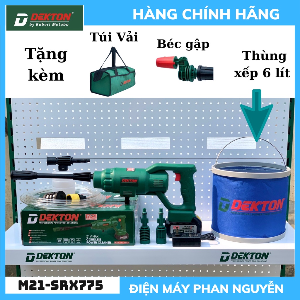 Máy rửa xe pin Dekton M21-SRX775 180W 35>50 Bar mẫu mới, chân pin phổ thông