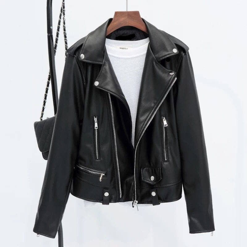 Áo khoác da pu khóa kéo thời trang thu đông cho nữ