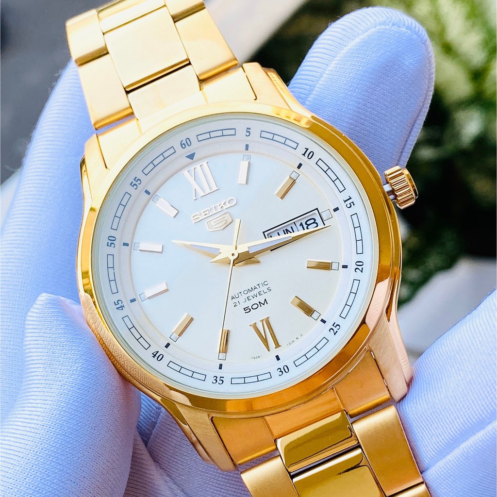 Đồng hồ Nam chính hãng Seiko 5 SNKP20J1 Automatic,Size 42,Mặt trắng,Lịch thứ ngày-Máy cơ tự động-Dây kim loại cao cấp