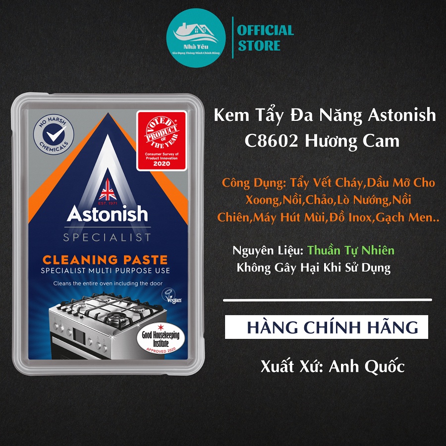 Kem Tẩy Đa Năng Astonish C8602 Chính Hãng 450G-Tẩy Bay Dầu Mỡ,Cháy,Gỉ,Sét Bám Lâu Ngày Của Xoong,Nồi,Chảo,Bếp,Lò Vi Sóng