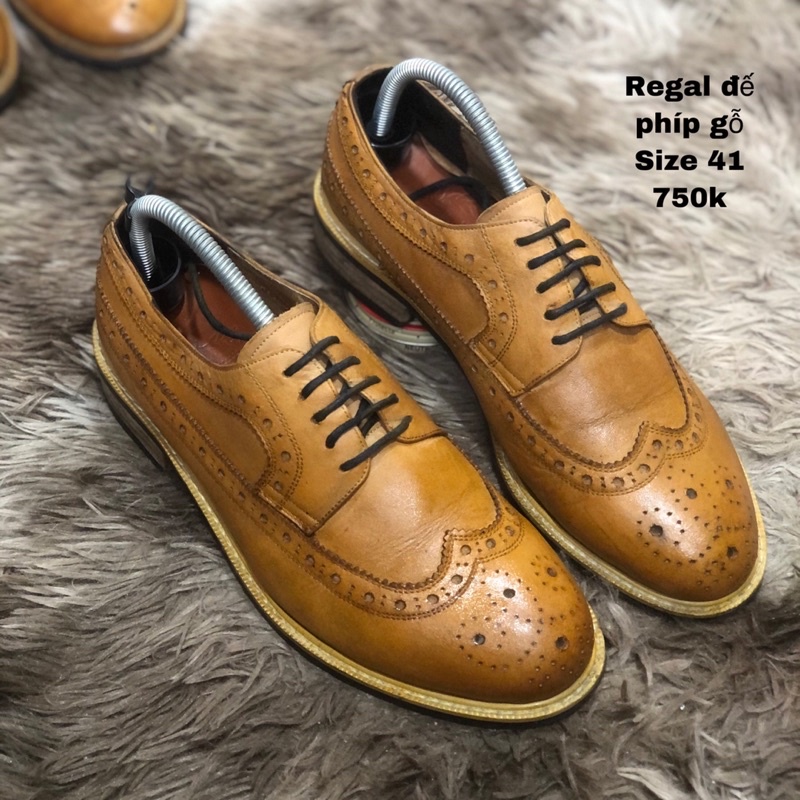 [Giày 2hand] [Size 41] [TonaShoe] Giày Tây Kiểu Dáng Wingtips Full Brouge Màu Vàng Nghệ