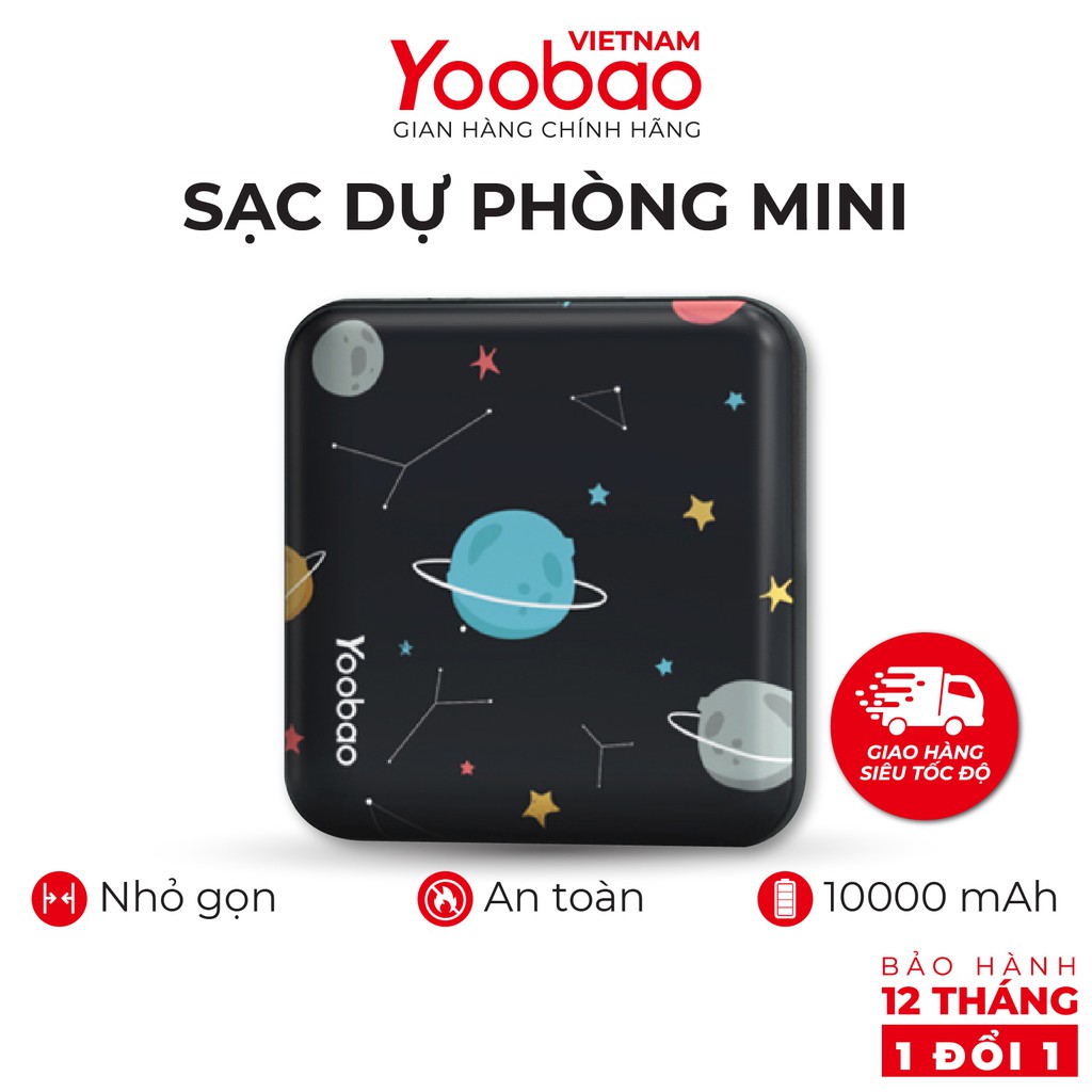 Pin sạc dự phòng Yoobao M4 mini 10000mAh Pin Li-Polymer 2 đầu vào 2 đầu ra cho điện thoại, Máy tính bảng