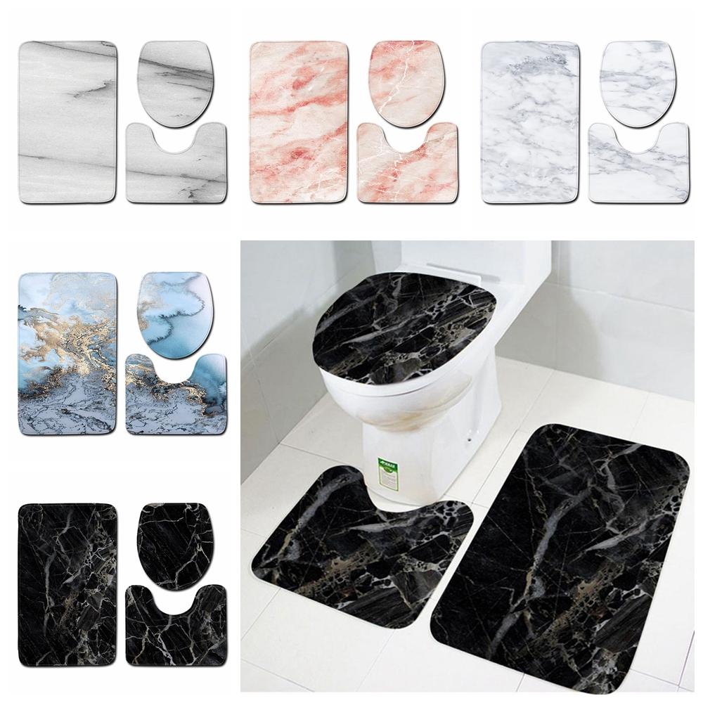 Set 3 Thảm Lót Sàn Nhà Tắm Họa Tiết Vân Đá Cẩm Thạch Có Thể Giặt Rửa Tiện Dụng