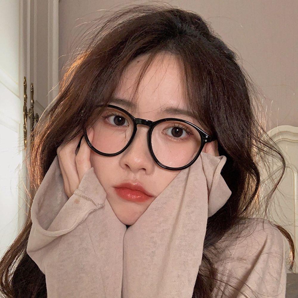 Kính Chống Bức Xạ Gọng Tròn Họa Tiết Da Báo Trong Suốt Phong Cách Retro Dành Cho Nữ