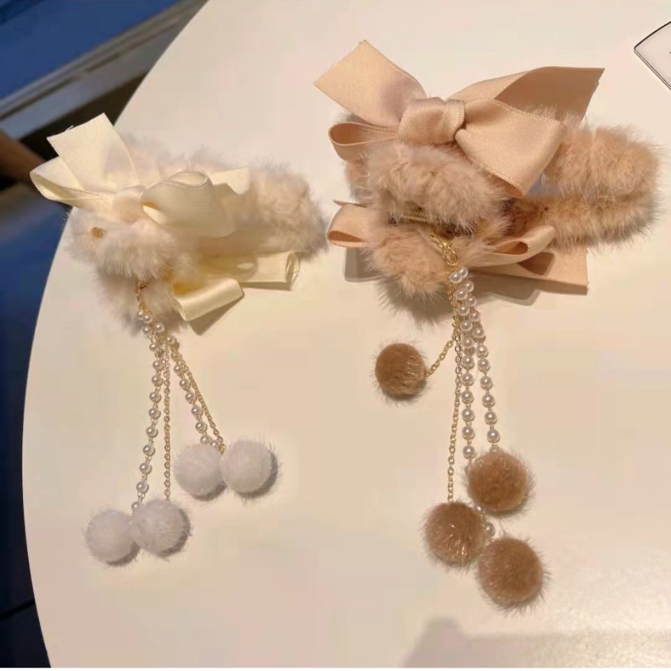 Kẹp Tóc Hình Nơ Đính Ngọc Trai Thời Trang Hàn Quốc