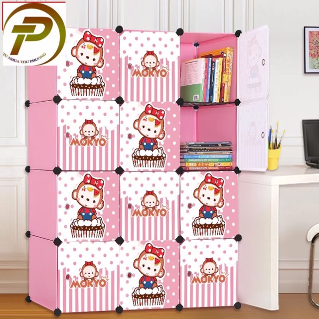 FREESHIP 99K TOÀN QUỐC_Tủ quần áo lắp ghép 12 ô Size sâu 47cm. Tặng kèm 2 treo đồ.
