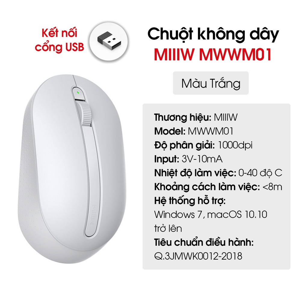 [Hỏa Tốc HCM] Chuột Không Dây Xiaomi Gen 3 - 2018 ( Trắng&amp;Đen) hoặc Chuột MIIIW MWWM01