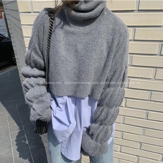 Áo Sweater Cổ Lọ Ngắn Tay Thiết Kế 3 Màu Tùy Chọn